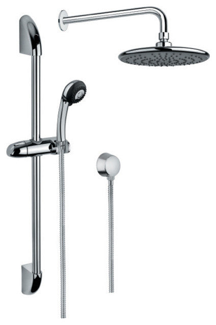 Shower System With Showerhead, Sliding Rail With Hand Shower, and Water Connecti
