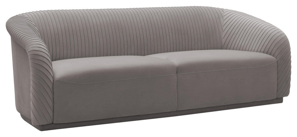Yara Pleated Grey Velvet Sofa
