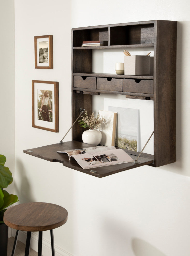 Georgie Wall Hanging Desk, Rustic Brown, 26x6x30