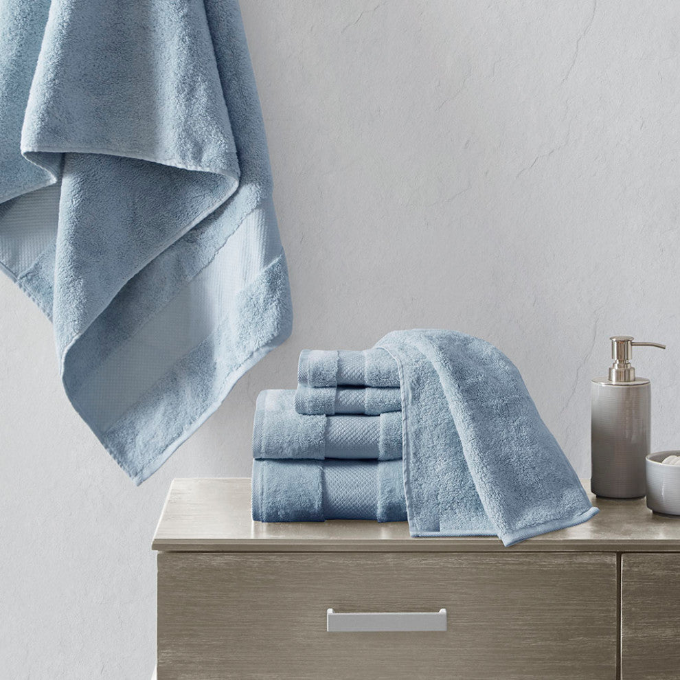 Madison Park Signature Turkish Cotton 6 Piece Bath Towel Set, Blue