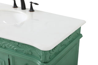 48" Single Bathroom Vanity, Vintage Mint With Ivory White Quartz