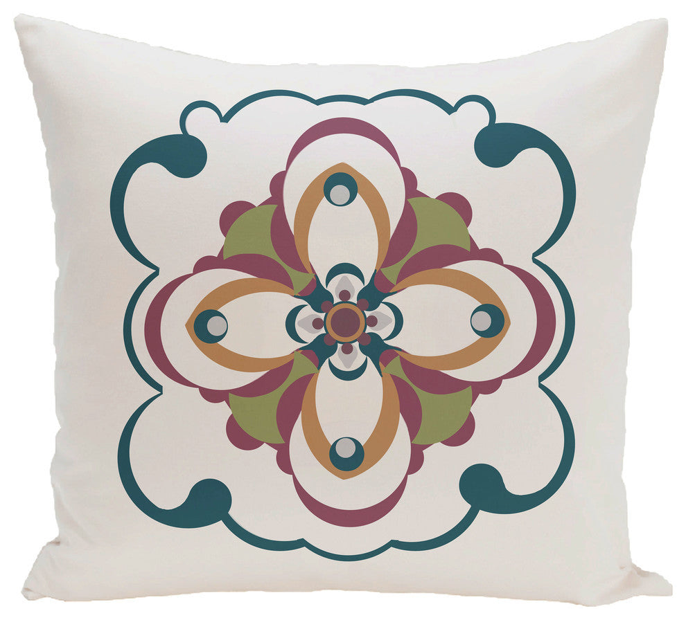 Kaleidoscope Too Geometric Print Outdoor Pillow, Deep Sea, 18"x18"