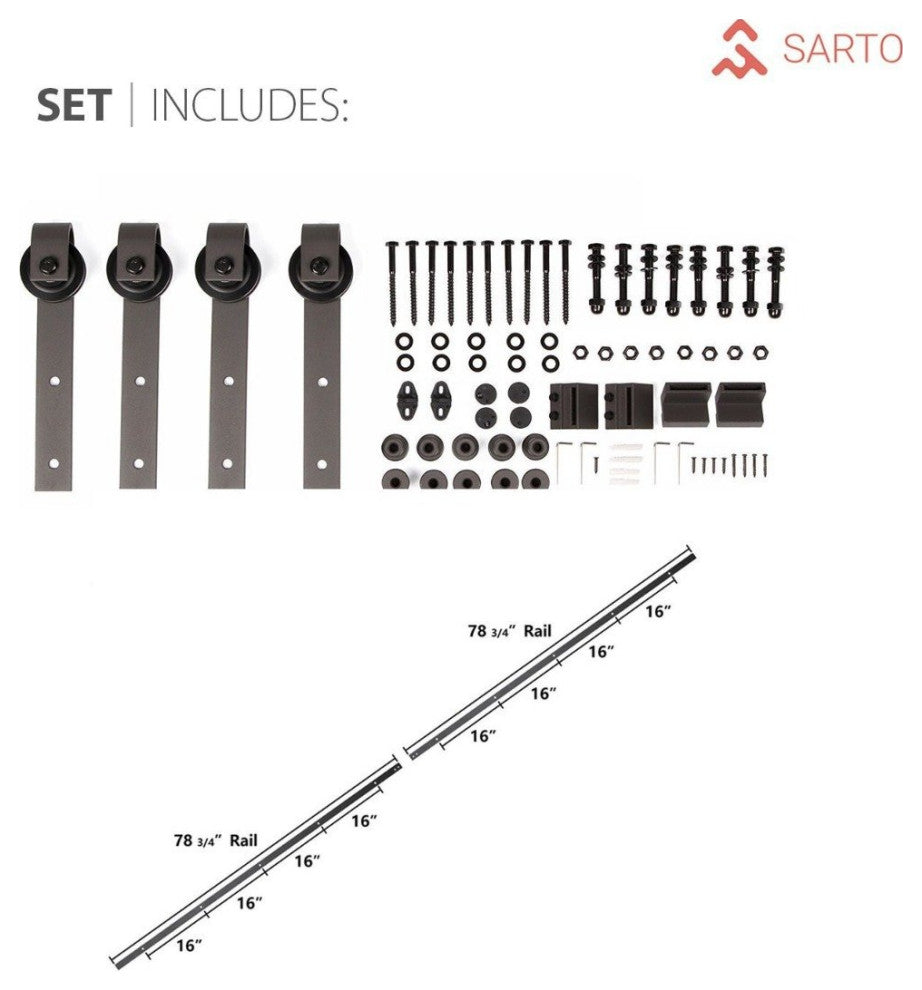 Sturdy Double Barn Door 60 x 96 | Planum 2113 Chocolate Ash  | 13FT