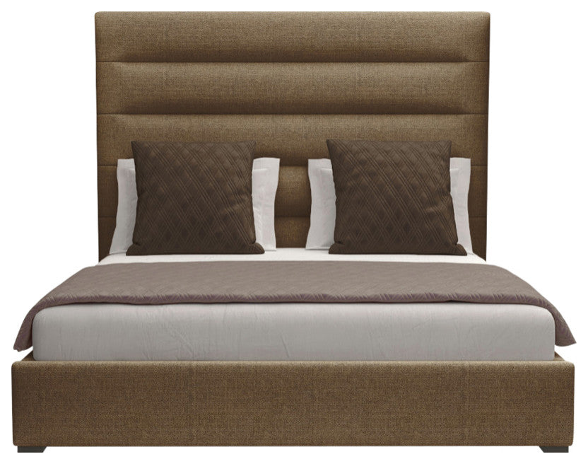 Nativa Interiors Moyra Horizontal Channel Bed, Brown, King, Medium 67"