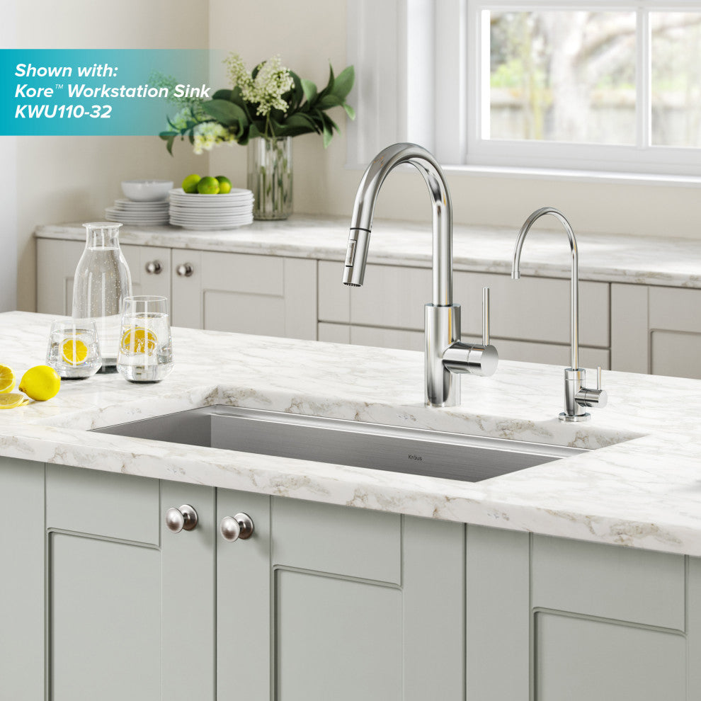 Oletto Pull-Down 1-Hole Kitchen Faucet, Chrome, Water Dispenser Ff-100