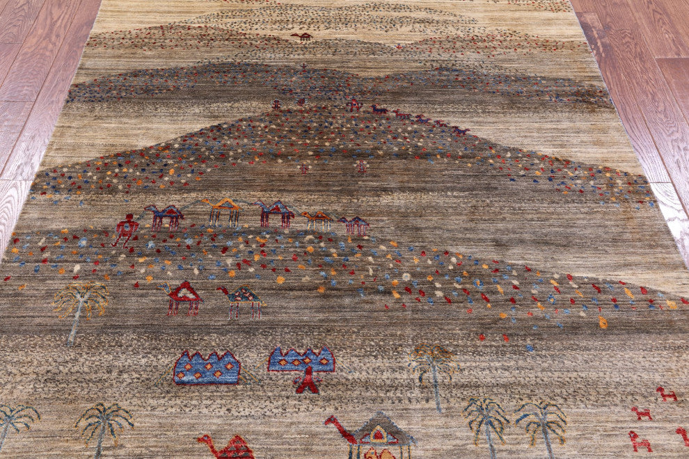 Hand Knotted Tribal Persian Gabbeh Wool Rug 5' 9" X 7' 7" Q9897