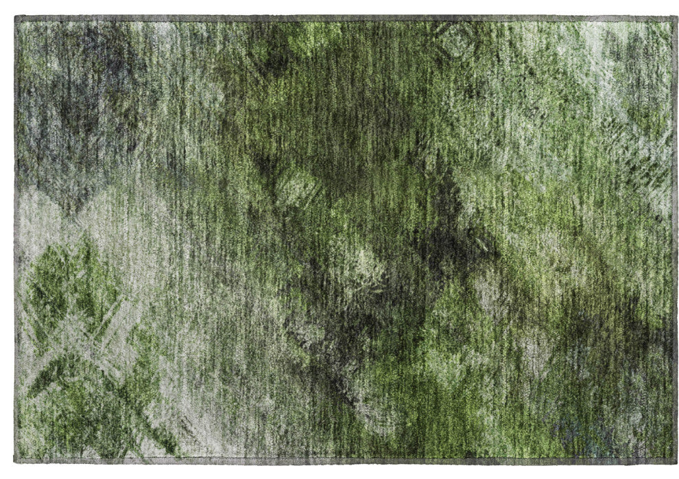 Premium Machine Washable Mayfield AMF590 Green 1'8" x 2'6" Rug