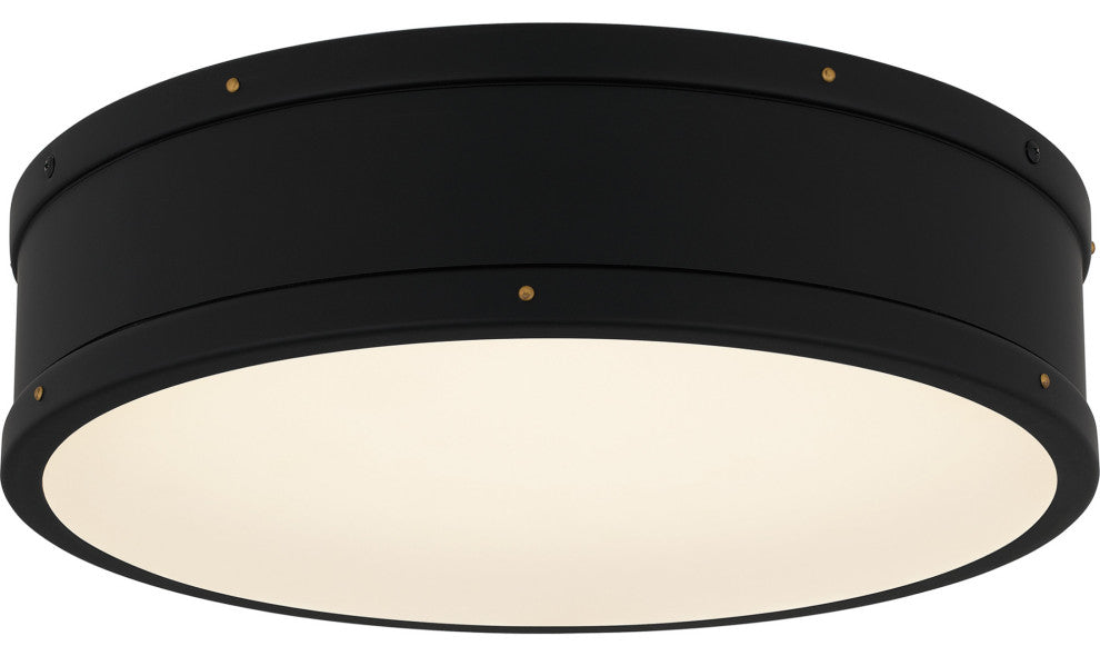 Quoizel QFL5224 Ahoy 16"W Flush Mount Drum Ceiling Fixture - Matte Black
