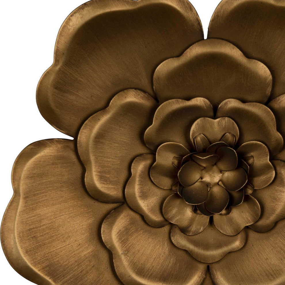 Set of 3 Metallic Golden Flowers Wall Decor