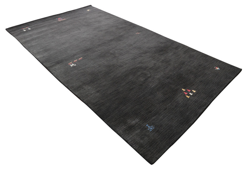 HAND KNOTTED LOOM WOOL ECO - FRIENDLY AREA RUGS - Charcoal,Contemporary