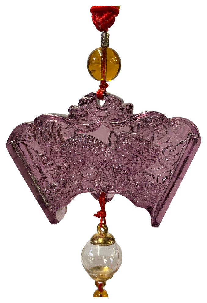 Crystal Glass Fengshui Fortune Purple Kirin Theme Gift Decor Tassel, Hws2173