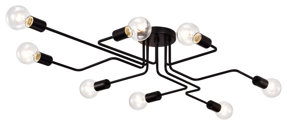 Liz 8-Light Black Sputnik Linear Flush Mount