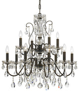 Crystorama Traditional Crystal 12-Light Clear Crystal Chrome Chandelier, English Bronze