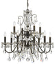Crystorama Traditional Crystal 12-Light Clear Crystal Chrome Chandelier, English Bronze