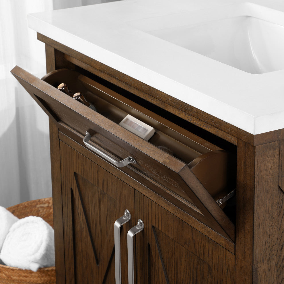 Ove Decors Ollie 30" Single Sink Vanity, Antique Coffee With Ash Hardware