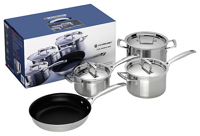 Le Creuset 3-Ply Stainless Steel 4-Piece Cookware Set