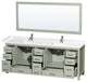 Sheffield 84" Light Green DBL Vanity, White Cult. Marble Top, Sq Sinks, 70" Mrr