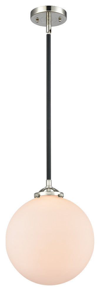 X-Large Beacon 1-Light Mini Pendant, Black Polished Nickel, Matte White