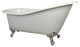61" Cast Iron Single Slipper Clawfoot Tub w/7" Faucet Drillings, White/Chrome