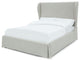 Modus Hera Full Upholstered Skirted Panel Bed in Oatmeal