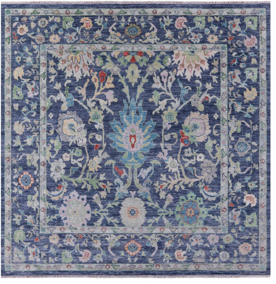 10' Square Handmade Turkish Oushak Wool Rug - Q14957