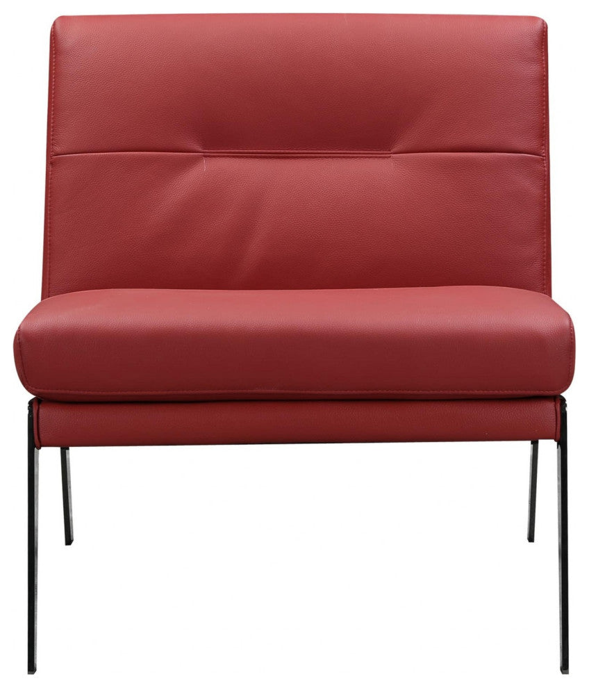 HomeRoots 30" X 33" X 31" Red Leather Accent Chair