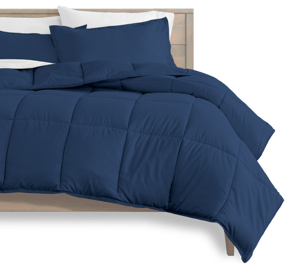 Bare Home 8-Piece Bed-in-a-Bag Split Sizes, Dark Blue, White, Split California K