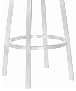 Balboa 30" Bar Height Swivel Vintage Grey and Brushed Stainless Steel Bar Stool