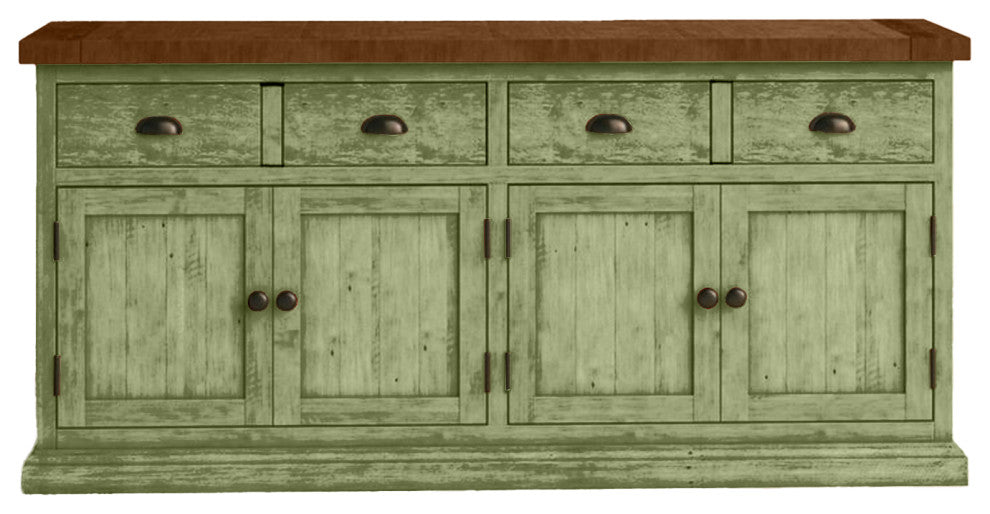 80" Rustic Two Tone Sideboard Buffet, Summer Sage