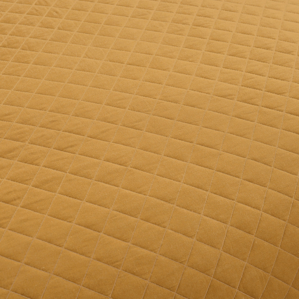 Ava Diamond Oversized Cotton 3-Piece Quilt Set, Mustard, King