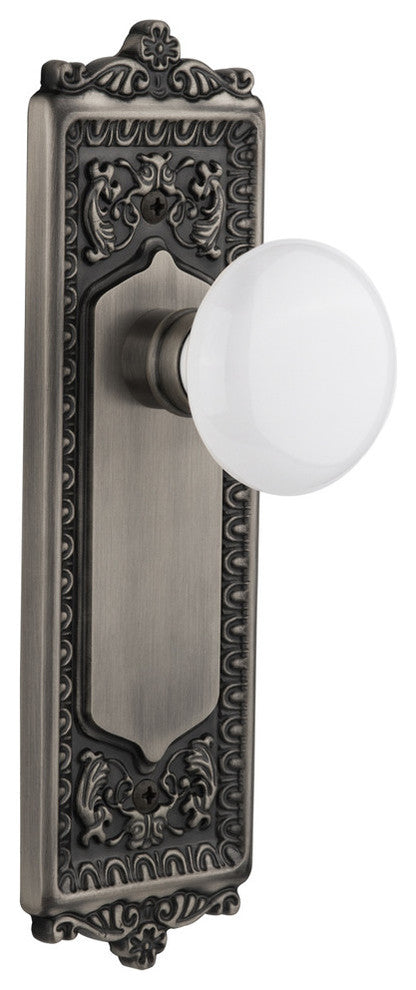 Egg & Dart Plate Passage Door Knob, Antique Pewter