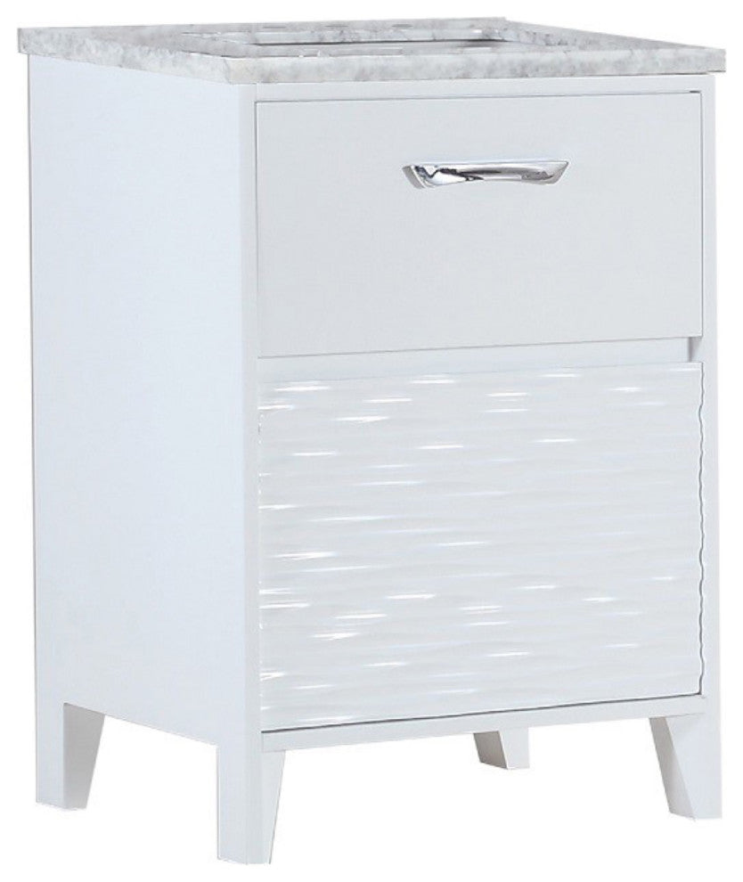 Alda Single-Sink Vanity, White, 24", White With White Carrara Top