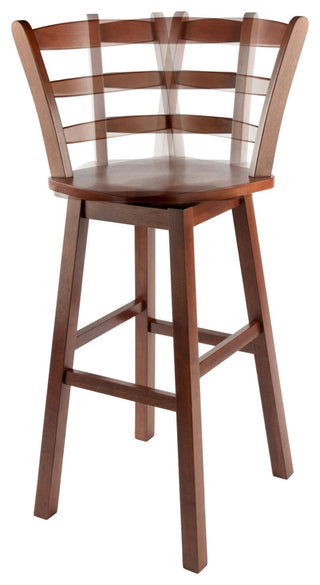 Scalera Ladder Back Swivel Seat Bar Stool, Walnut