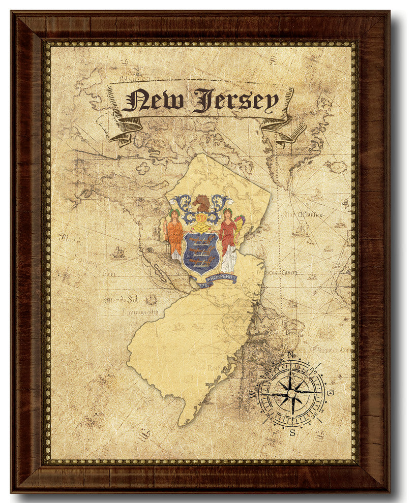 New Jersey State Vintage Map, 30"x39"