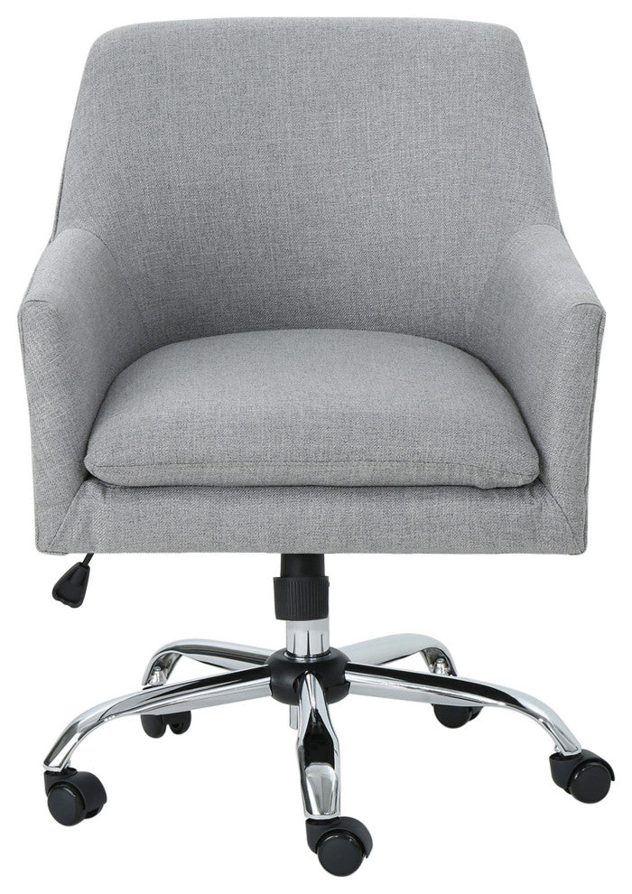 GDF Studio Morgan Mid Century Modern Fabric Home Office Chair With Chrome Base, Gray