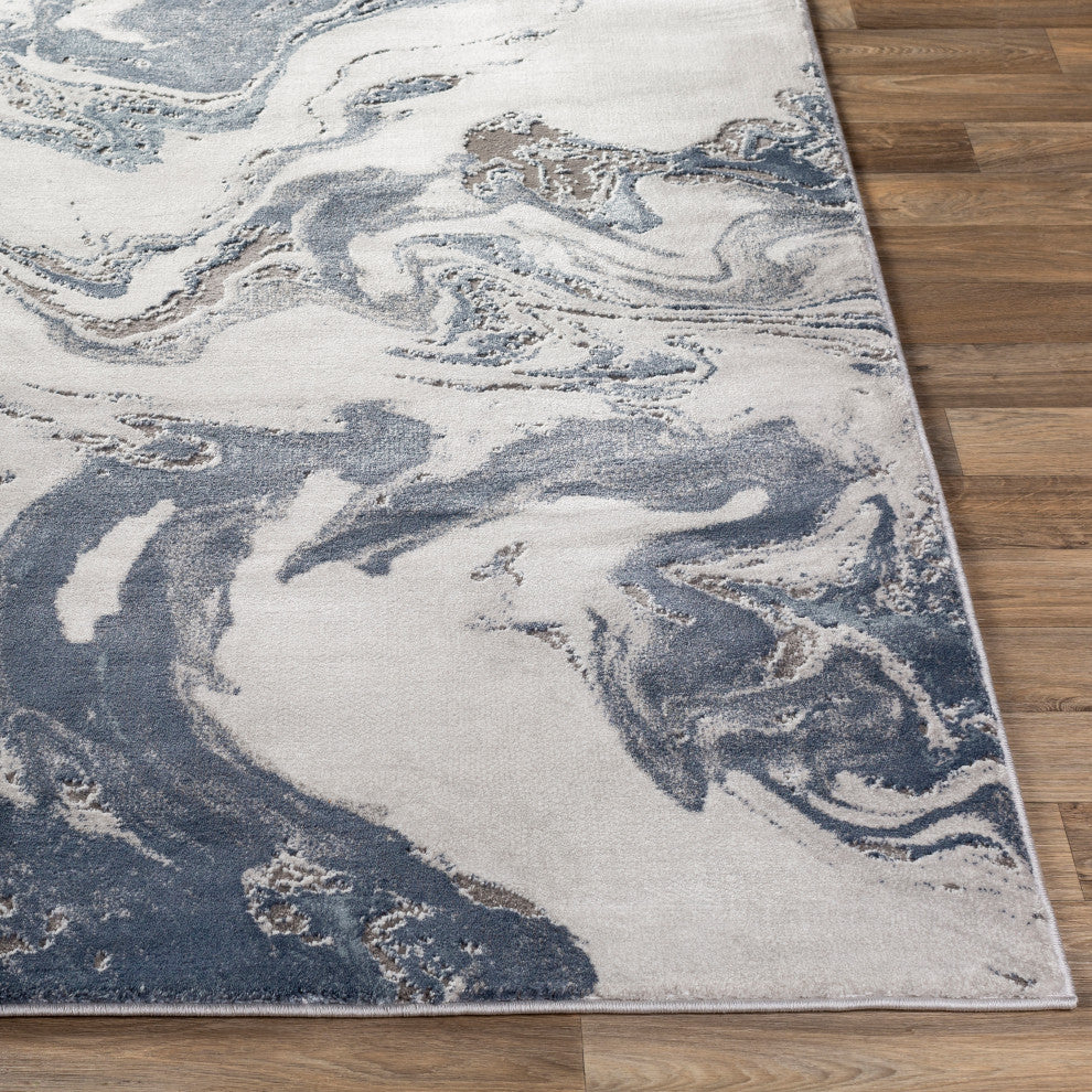 Surya Tibetan TBT-2319 5'3"x7'7" Rug, Navy/Denim/Light Gray/White