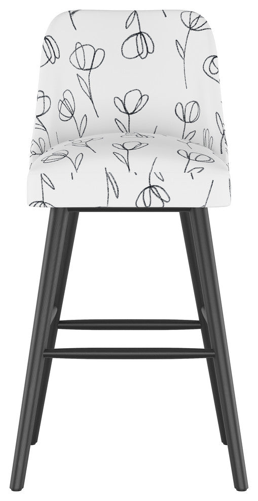 Markham Rounded Back Bar Stool, Contoured Tulips White