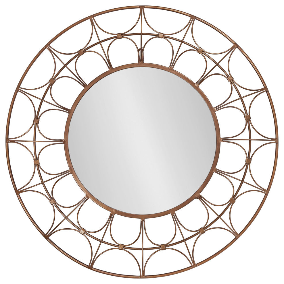 Avoca Decorative Round Mirror, Bronze, 28" Diameter