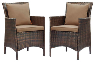 Conduit Outdoor Patio Wicker Rattan Dining Armchair Set of 2
