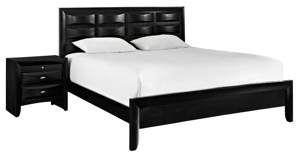 Modern Contemporary Bedroom 2-Piece SetQueen Bedroom Set Black