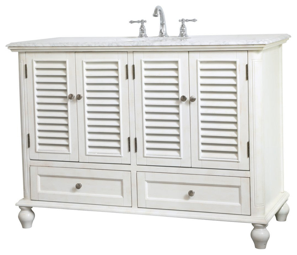 Home Living Single Bathroom Vanity, Antique White, 48"