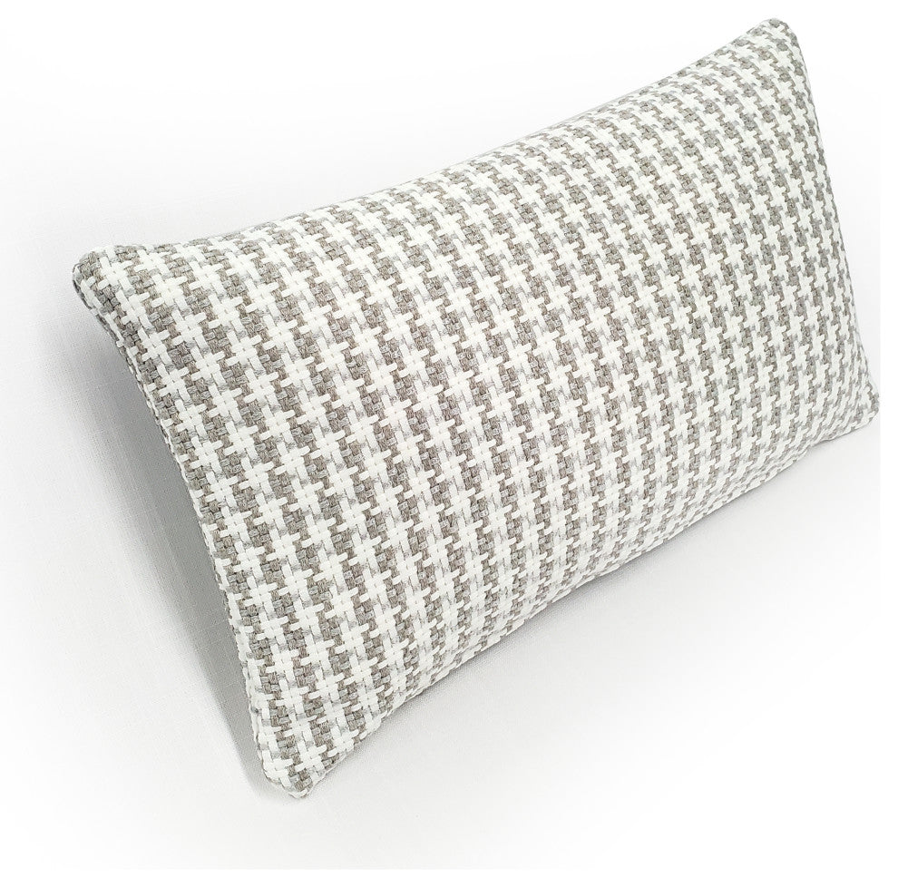 Coco Jicama Houndstooth Outdoor Throw Pillow 12x19