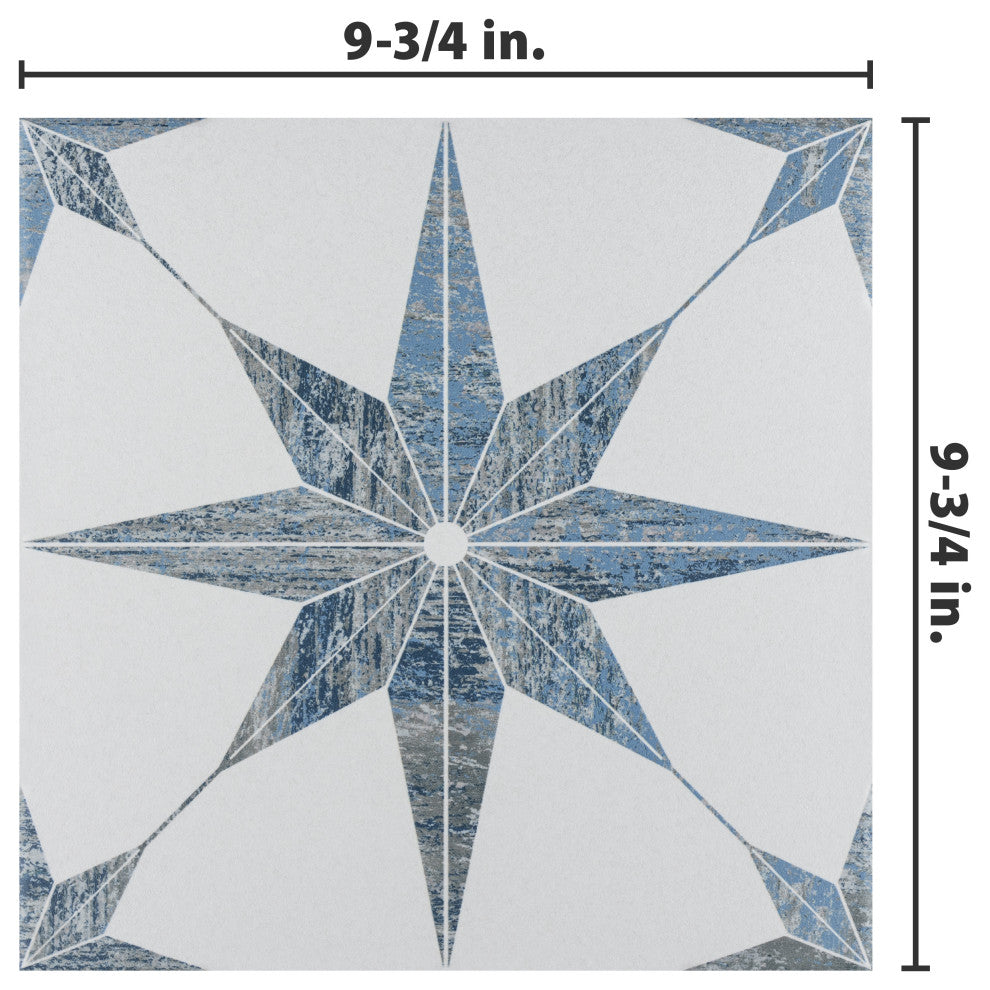 Cassis Stella Porcelain Floor and Wall Tile, Blue