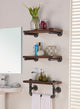20" Santana Industrial Pine Wood Floating Wall Shelf, Gray and Walnut Finish