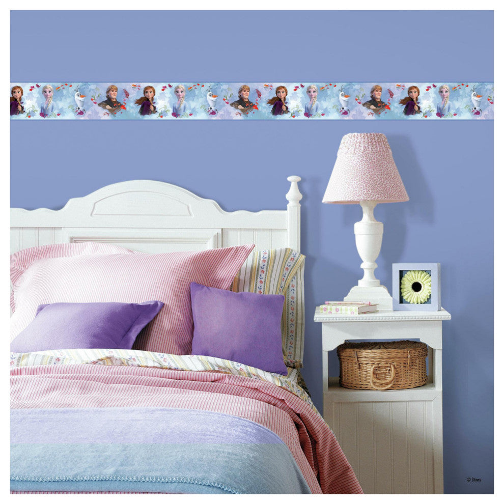 Frozen 2 Peel and Stick Wallpaper Border, White and Blue