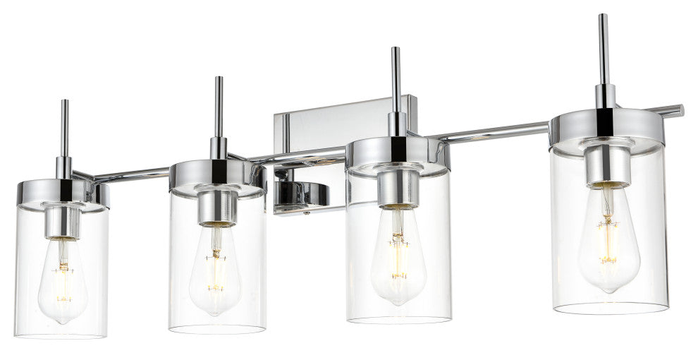 4 Light Chrome And Clear Bath Sconce
