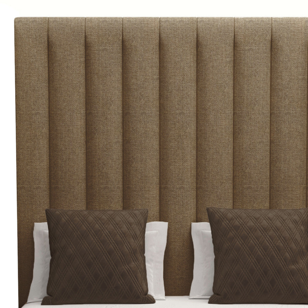 Nativa Interiors Moyra Vertical Channel Tufted Bed, Brown, Queen, Headboard: High