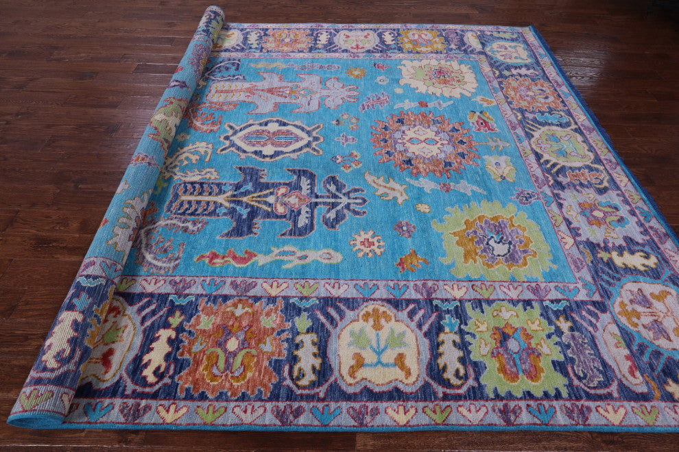 9' 1" X 11' 10" Turkish Oushak Hand-Knotted Wool Rug - Q14990