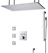 Chrome 20*40in Rainfall Shower System, Handheld Shower & 3 Body Jets, Non LED