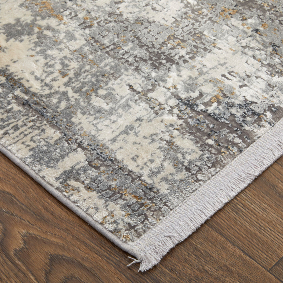 Weave & Wander Lindstra Gradient Watercolor Rug, Ivory/Gray, 9'9"x13'2"